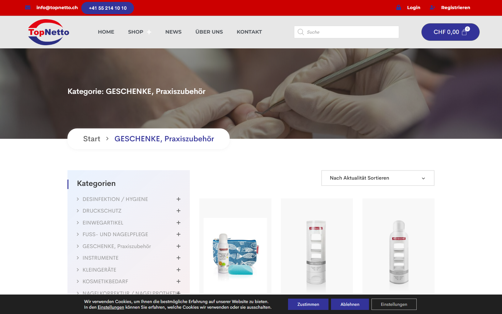 Webdesign Referenz TopNetto - GESCHENKE, Praxiszubehör